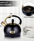 Stove Top Whistling Tea Kettle 2.64 Quart with Food Grade Stainless Steel Teakettle and No Sweat Cool Touch Ergonomic Handle