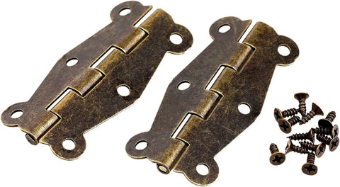 Antique Bronze Decorative Hinges For Wood Boxes And Jewelry Chests, Iron 51x24mm, 2 Pack Gift Wine Case Dollhouse Furniture
