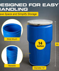 Blue 14 Gallon Plastic Drum for Hazardous Materials Storage and Spill Response DOT Compliant Open Head Drum with Removable Lid