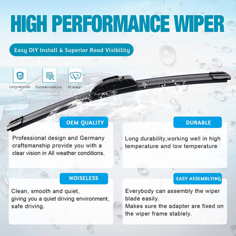 Street Ready Slick J Hook Windshield Wiper Blades 22 Plus 22 Inch heavy duty OEM quality replacement for Ford Chevy Ram with features.