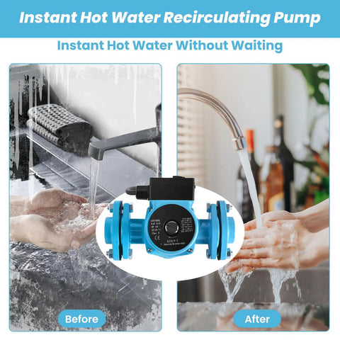 115V Hot Water Recirculating Pump 168W with 3Speed Settings and NPT 1 Inch Connections for Tank Heaters close-up before and after use.