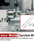 SBR20 2200mm Linear Rail Guide Kit With 2 Rails And 4 SBR20UU Carriages in CNC setup, durable carbon steel, corrosion-resistant