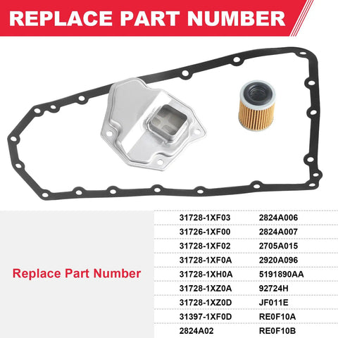 Nissan Transmission Filter And Oil Pan Gasket Kit Fits Altima Rogue Sentra NV200 31728 1XF02 31728 1XF03 5191890AA Replacement Valve Pan
