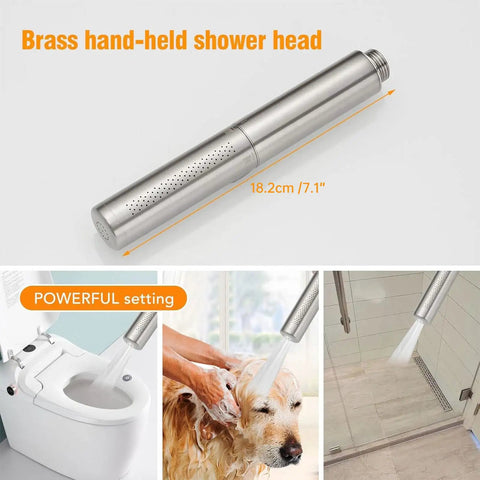 Beefy Brass 2 In 1 Function Handheld Shower Head Set With High Pressure 7 Inch Shower Head, High Flow Hand Shower Wand, Brushed Finish