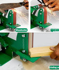 Portable Mini Electric Belt Sander Bench Grinder With Five Sanding Belts For Metal Wood Plastic DIY Polishing in action sharpening tools