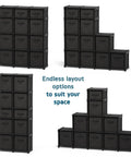12 Cube Storage Organizer With 12 Included Bins Black Durable Shelves in various arrangement options for flexible spaces