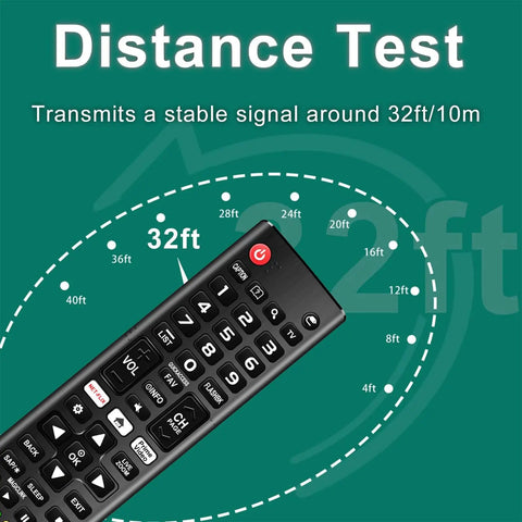 Distance test of Universal Remote For LG Smart TVs That Just Works With All LG LED LCD OLED 4K HDTV Models, Replacement TV Remote