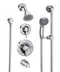 Commercial Posi-Temp Pressure Balancing Tub And Shower System Pro-Grade No Valve Included Chrome Finish Lever Handle Handheld