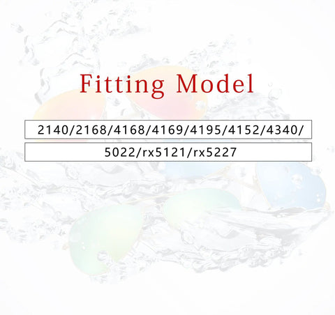 Fitting model numbers for Top Notch Replacement Temple Screws For Wayfarer RB2140 Sunglasses displayed in water backdrop.