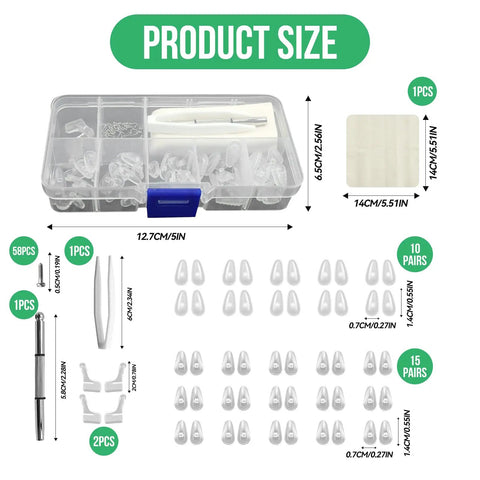 Eyeglasses And Sunglasses Repair Kit With Screws Nose Pads Magnetic Screw Assortment Precision Screwdrivers Angled Tweezers Microfiber Cleaning Cloth And Watch Repair Tools All In One Fix Kit in clear plastic case with labeled sizes