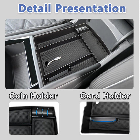Must Have Center Console Organizer For VW Atlas And Atlas Cross Sport 2024 To 2026 Armrest Storage Tray with dual layers