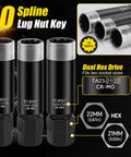 All In One 11 Piece Lug Nut Key Set With 5 6 7 10 12 Spline And Hex Sockets Universal Wheel Lock Remover Kit, 10 spline close-up