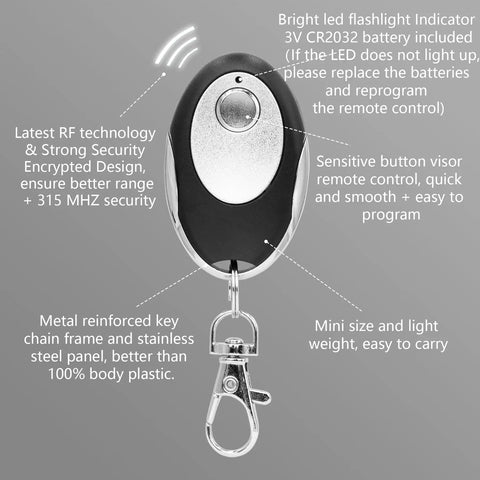 Purple Learn Button 315MHz Garage Door Remote Keychain 2 Pack Universal Replacement Compatible With LiftMaster 355LM 365LM