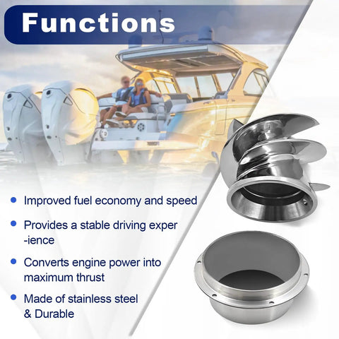 6 1/8 Inch Outboard Jet Impeller No 1737 Three Blade Polished Stainless Steel Kit with marine motor image