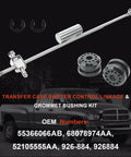 Transfer Case Shifter Control Lever Kit With 2 Clips And Shift Linkage Bushings For Dodge Ram 1500 2500 3500 4500 5500 2005 To 2012 Heavy Duty OEM Replacement Ready To Install, shown with linkage rod and bushings