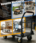Heavy Duty 1800 Lb Capacity Platform Workhorse Cart With 36 By 24 Inch Platform 6 Inch Swivel Wheels With Brakes Foldable