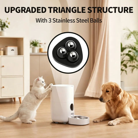 Say Adios To Heavy Lifting With These Hassle Free Self Adhesive Appliance Sliders Featuring 360 Degree swivel caster wheels for moving pet feeders.