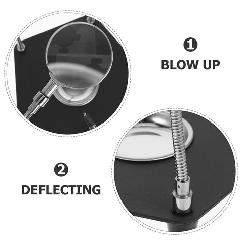 Universal Soldering Helping Hands Tool With Adjustable Arms And Stable Base For PCB Repair showing magnifying glass detail