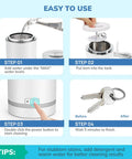 Illustrated steps for using Portable Ultrasonic Jewelry Cleaner 42kHz 7.4 Oz 220ml Deep Cleaning Machine for Dentures Retainers