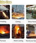 Image showing various uses of the Built Tough Welding Curtain Foldable Screen Barrier in welding, cutting, and factories.