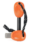 Two-In-One Magnesium Fire Starter Kit With Ferro Rod And Emergency Whistle, Waterproof Flint Tool, shown with orange handle.