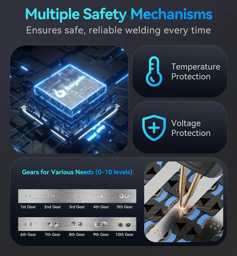 Battery Spot Welder Handheld Rechargeable Welder With LCD Screen Auto And Manual Modes Portable Spot Welding Machine safety features