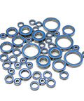 10 Pcs Rubber Sealed Miniature Ball Bearings Kit Featuring Sizes 2x6x3mm, 5x10x4mm, 5x11x4mm, 6x12x4mm, And 12x18x4mm For Small Motors, RC Cars, Drones, And Hobby Projects. Blue rubber-sealed steel bearings set