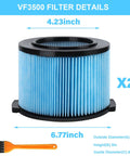 Heavy Duty Fine Dust Filter Replacement For 3 To 4.5 Gallon Wet Dry Shop Vacs Compatible With WD30500 WD4050 WD40700 2 Pack