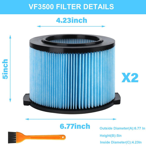 Heavy Duty Fine Dust Filter Replacement For 3 To 4.5 Gallon Wet Dry Shop Vacs Compatible With WD30500 WD4050 WD40700 2 Pack