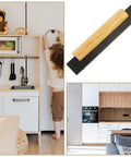 Solid Wood Long Cabinet Handles For Wardrobes And Kitchen Drawers Built Tough With Aluminum Wood Blend 96mm Hole Spacing Black Finish Durable Dresser Pulls For Closets Cabinets And Furniture Hardware