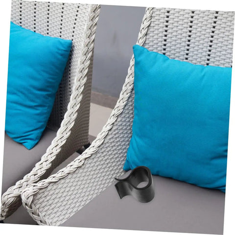 24 Pack Outdoor Furniture Clips For Sectional Sofas And Wicker Chairs beside blue cushions on wicker chairs