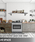 Stainless Steel Wall Mount Shelf 12x24 Inches Heavy Duty Kitchen Utility Rack above stove in modern kitchen