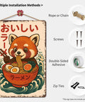 Vintage Red Panda Ramen Metal Sign Wall Art 8x12 Inch Tin Poster Totally Great For Home Room Office Or Garage Decor Rustic Aluminum