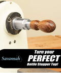 Heavy Duty Direct Thread Wood Lathe Chuck Adapter Enables Quick And Dead Simple Wooden Blank Threading showing chrome steel alignment with wooden stopper.