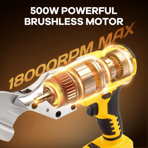 500W powerful brushless motor of cordless 20V Max metal shears, high-torque, heavy duty brushless cutter for stainless and iron