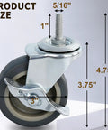 Top Shelf 3 Inch TPR Threaded Stem Castors 5 16 18 X 1 Set Of 4 with dimensions 5/16 inch stem, 3 inch wheel for office furniture.