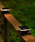 Solar Cap Lights For Fence Deck Or Patio 15 Lumen Warm White SMD LED Outdoor Post Lamps on 4x4 Wood Post
