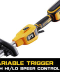 Cordless Weed Trimmer And Edger With 21V Power 13 Inch Cutting Swath Brushless Motor Dual Battery Pack variable trigger handle