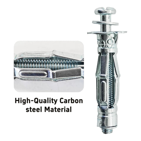 15 Pcs M4x32mm Heavy Duty Zinc Plated Steel Molly Bolt Hollow Drive Wall Anchors Screws For Drywall Plaster And Tile Ideal For Home And Professional Use Coated For Extra Holding Power In 3 To 12mm Panels close-up