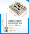 Heavy Duty Brass Ball Pump Needles Set 12 Pack No Break Tough As Nails Universal Fit for Hand Pumps and Electric Inflators