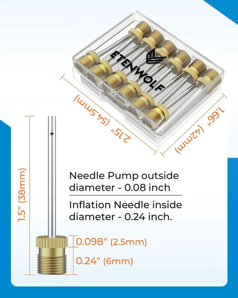 Heavy Duty Brass Ball Pump Needles Set 12 Pack No Break Tough As Nails Universal Fit for Hand Pumps and Electric Inflators
