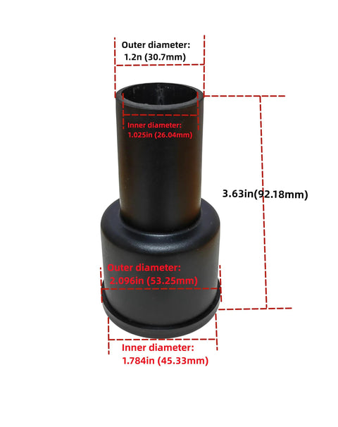 Three Piece Vacuum Adapter Kit For Wet Dry Vacuums With Hose To Hose Connector And Two Adapters 2-1/2 In To 1-7/8 In Black Adapter