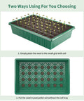 120 Cell Seed Starter Trays With Built In Grow Light Kit 2 Pack Reusable Seedling Trays With Air Vent Humidity Domes For Indoor Greenhouse Gardening Full Spectrum LEDs 5 Brightness Levels Auto Timer No Fuss Green Base showing two planting methods