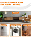 Two Pack Long Appliance Sliders With Pull Straps Furniture Moving Mats 8 By 60 Inches shown with cabinet and appliances