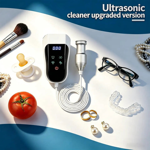 Portable Handheld Ultrasonic Cleaning Probe With Auto Timer And 60Khz Frequency, Adjustable Power for cleaning jewelry, glasses, and tomatoes.