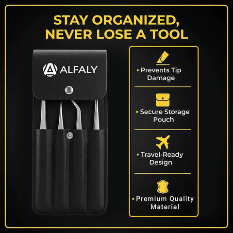 Four Piece Garden Tweezers Set Six Point Three Inch Long Plant Tweezers For Succulents Bonsai And Cactus Gardening Stainless Steel Multi Purpose Seed Tweezers For Kitchen Crafts Aquarium Reptile Terrarium Comes With Premium Storage Bag in black pouch