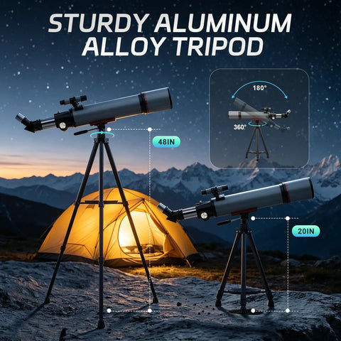 90mm Refractor Telescope For Adults And Kids Beginners With 600mm Focal Length And Fully Coated Green Optics Glass Delivers Bright Clear Views For Easy Stargazing At Home on aluminum alloy tripod