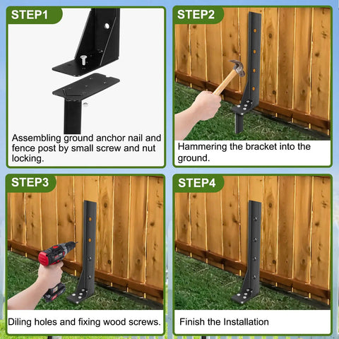 Step-by-step guide using Heavy Duty Fence Post Repair Kit For Wood Posts With Ground Stakes And Post Anchors Backyard Fence Stakes.