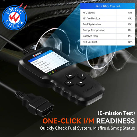 OBD2 Scanner Car Code Reader For Diagnostics And Troubleshooting with screen displaying I/M readiness