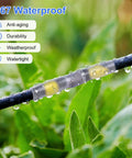 Close-up of a waterproof heat shrink butt connector on a wire in a Solder Seal Wire Connectors Set 430 Pieces Heat Shrink Butt Connectors Waterproof Anticorrosion